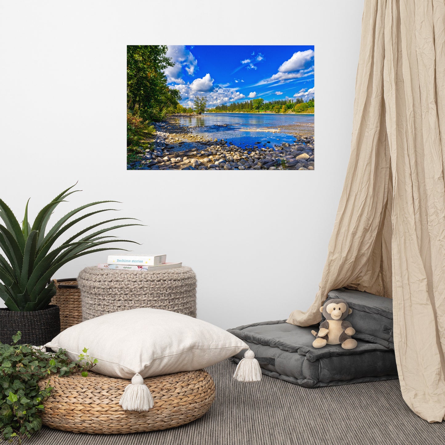 Lustre Poster Print - Bow River Bowness Park Fall HDR