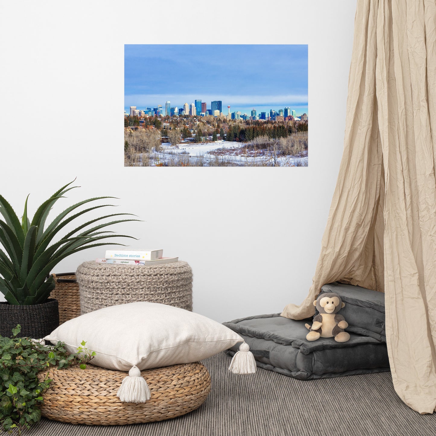 Lustre Poster Print - Downtown Calgary HDR Winter River Park