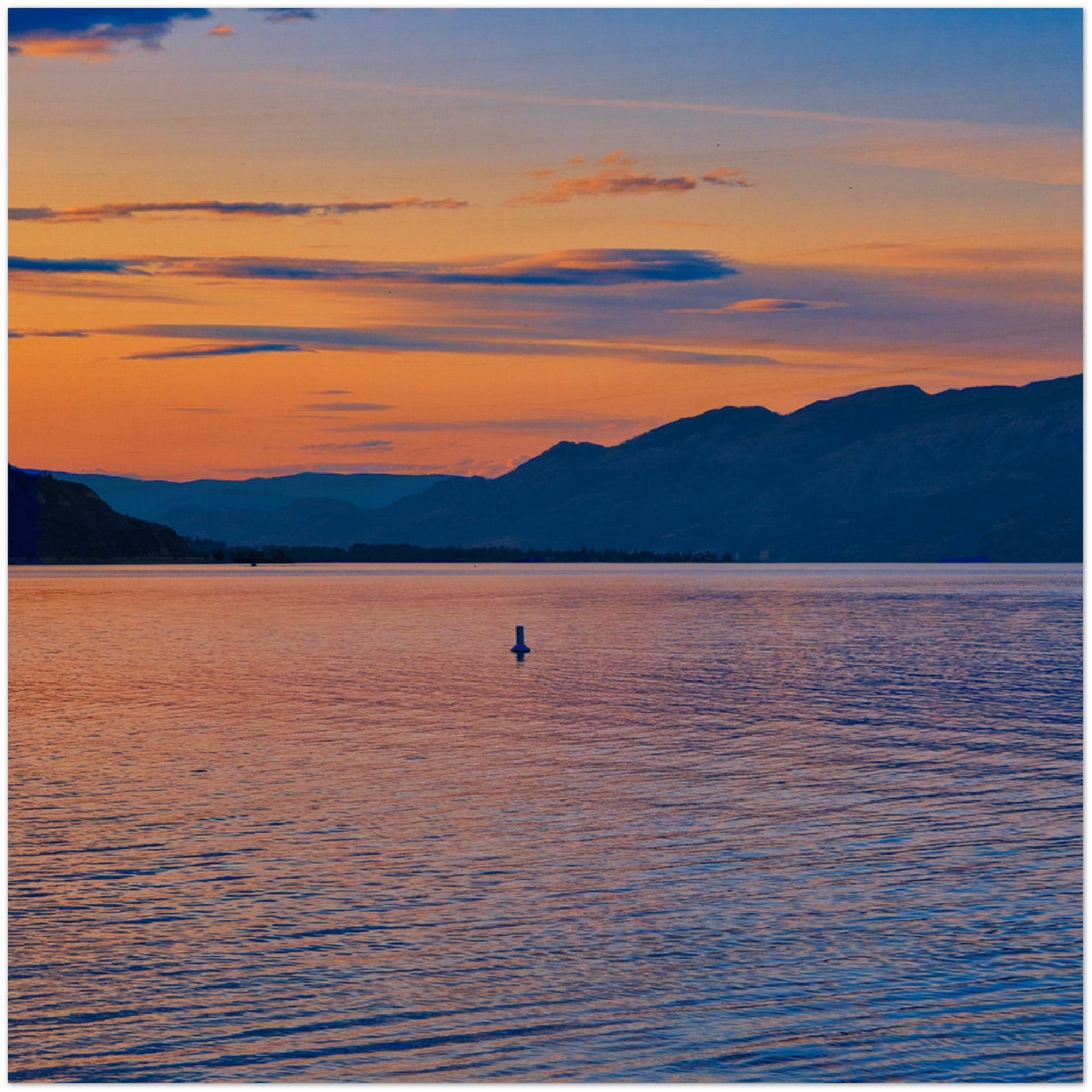 Wood Print - Penticton Okanagan Lake Sunset