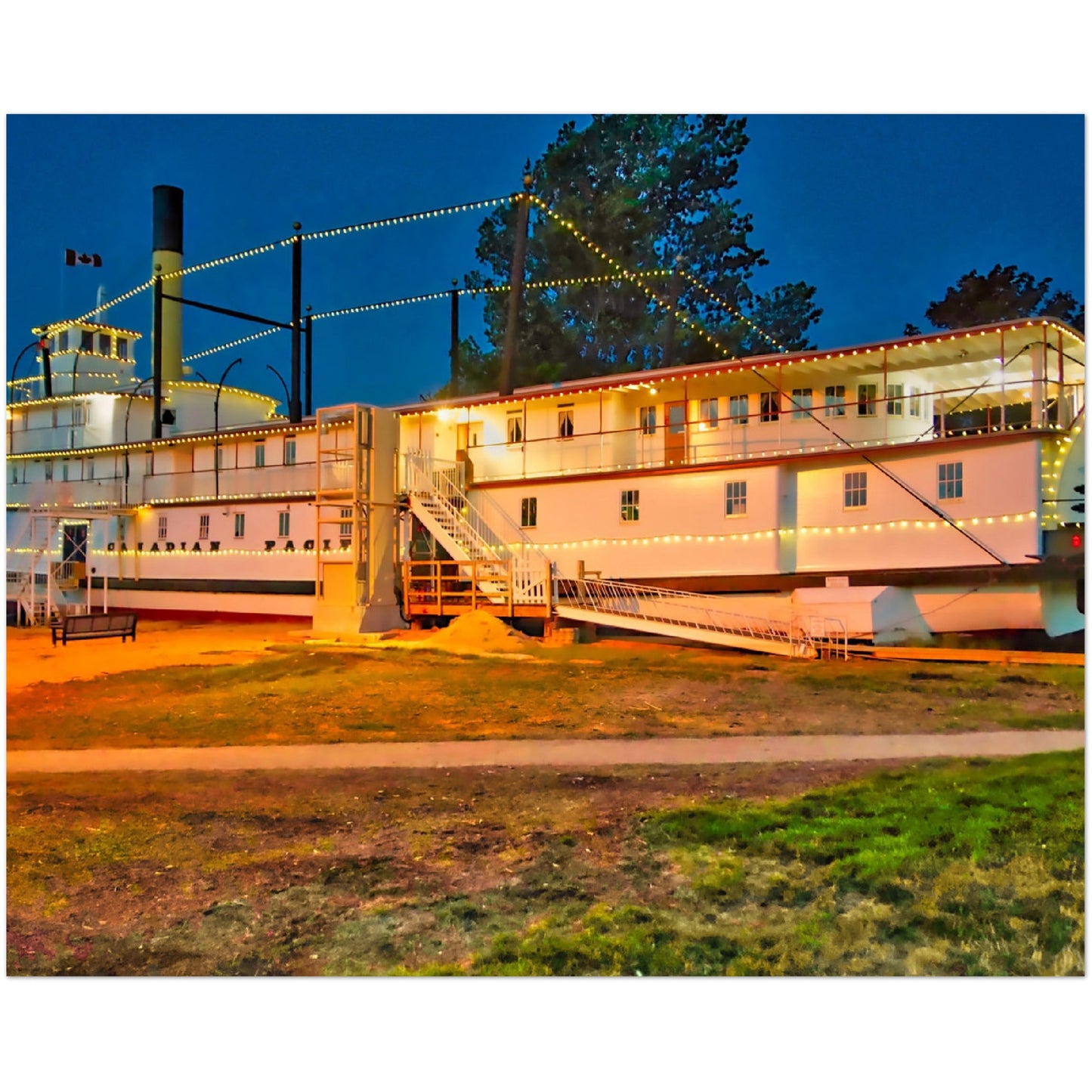 Premium Semi-Glossy Poster Print - SS Sicamous at Night HDR