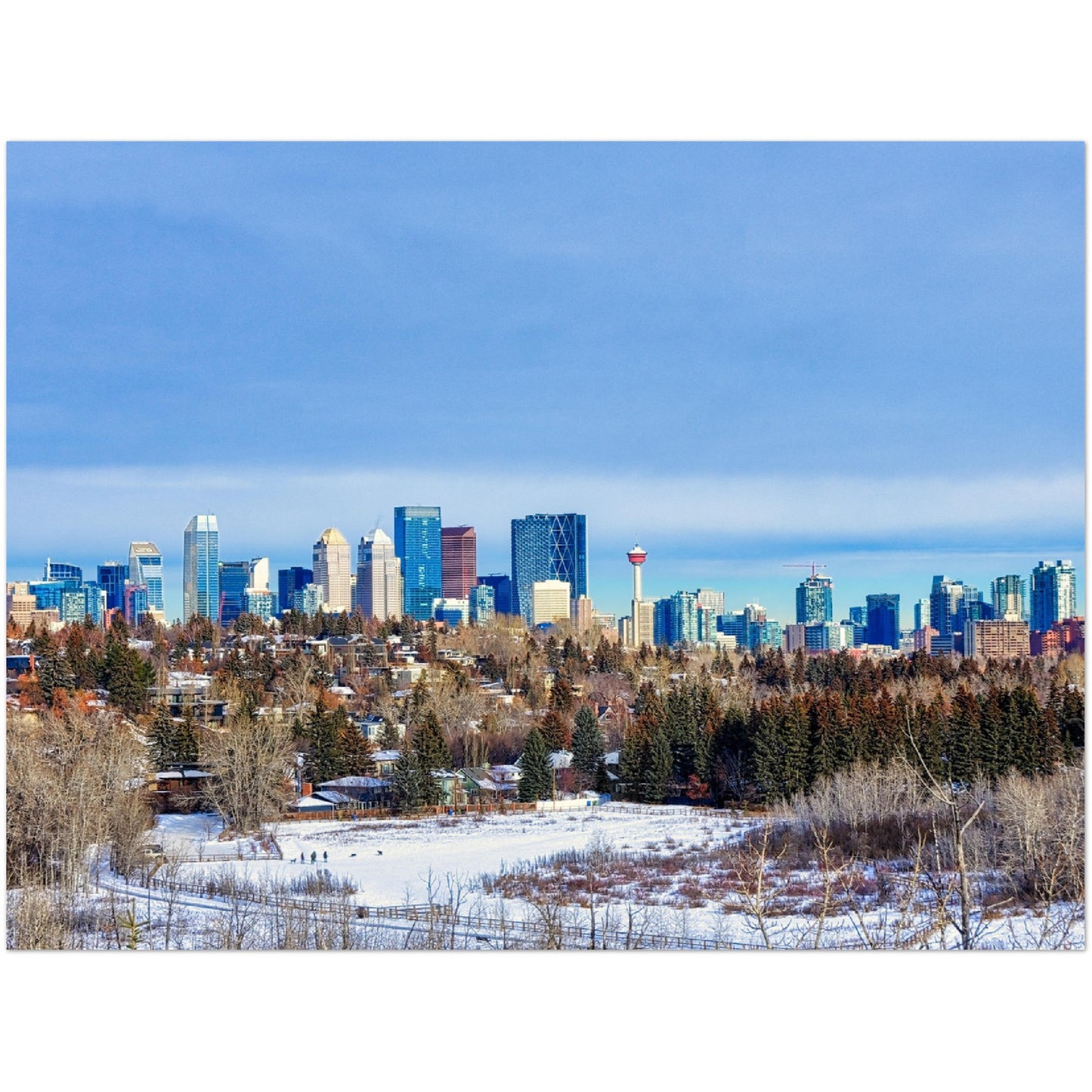Premium Semi-Glossy Poster Print - Downtown Calgary HDR Winter River Park