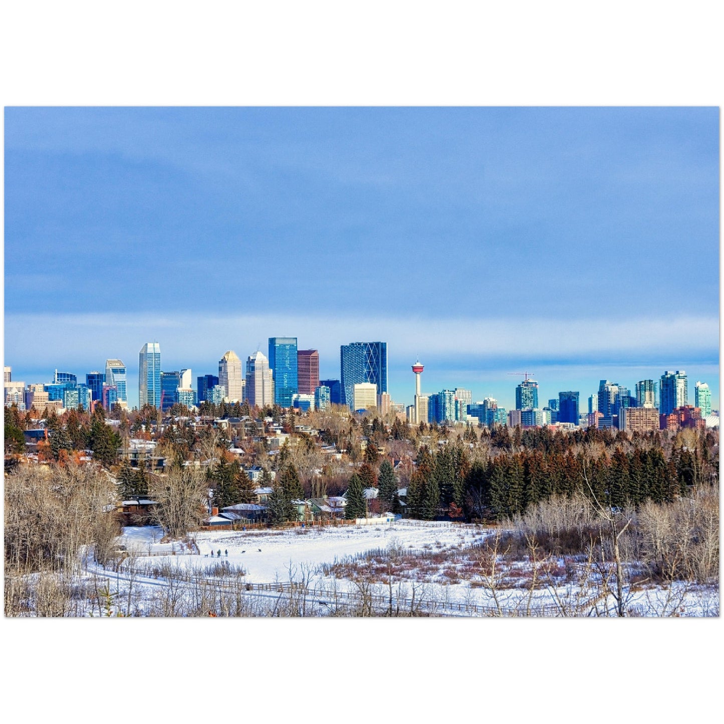 Premium Semi-Glossy Poster Print - Downtown Calgary HDR Winter River Park