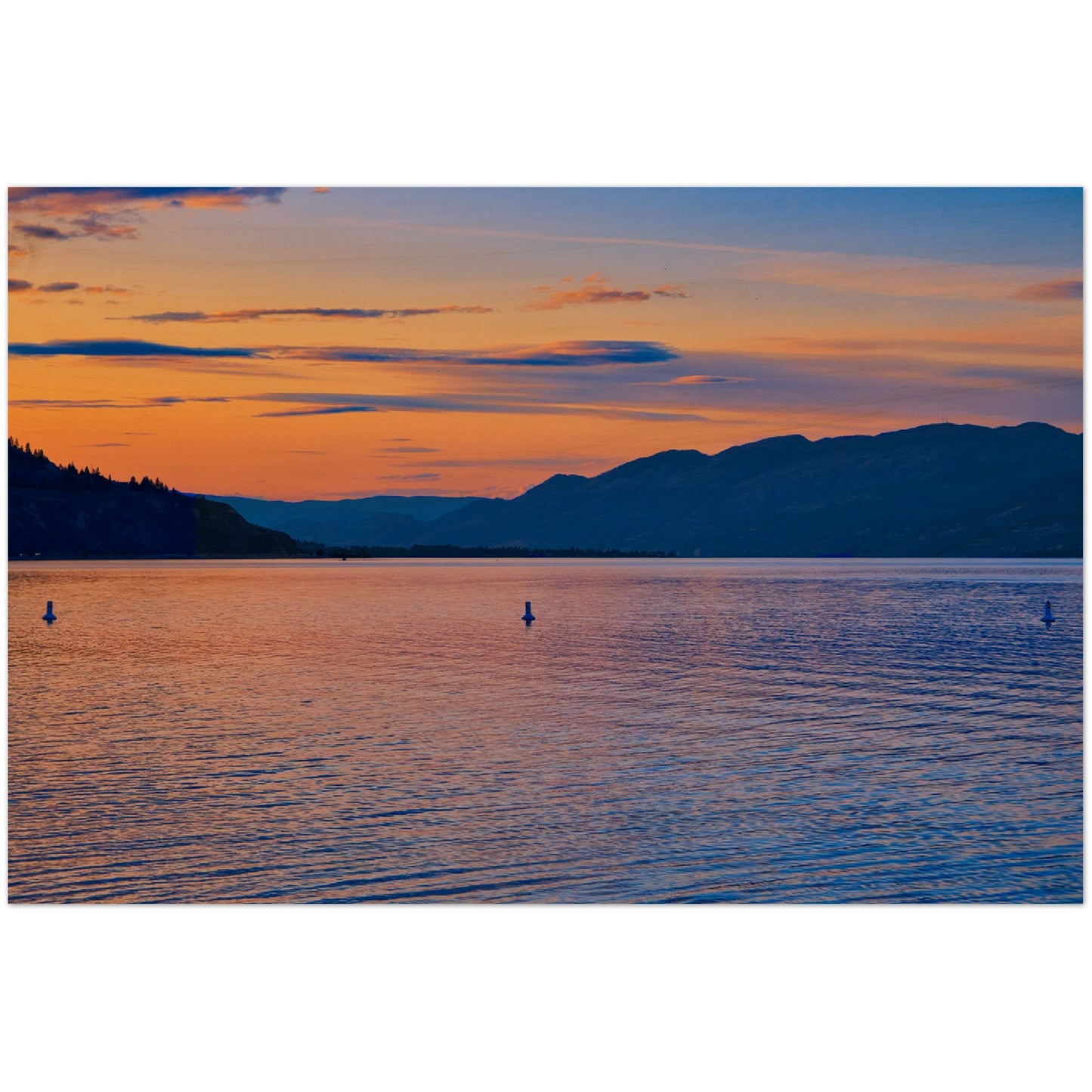 Wood Print - Penticton Okanagan Lake Sunset