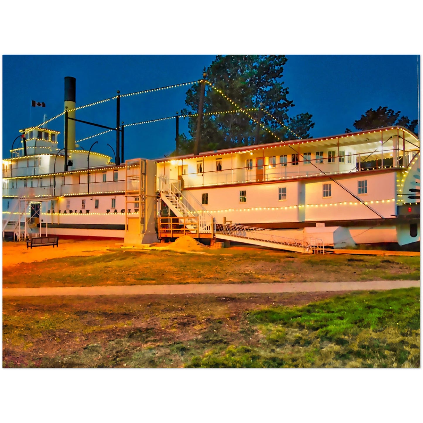 Premium Semi-Glossy Poster Print - SS Sicamous at Night HDR