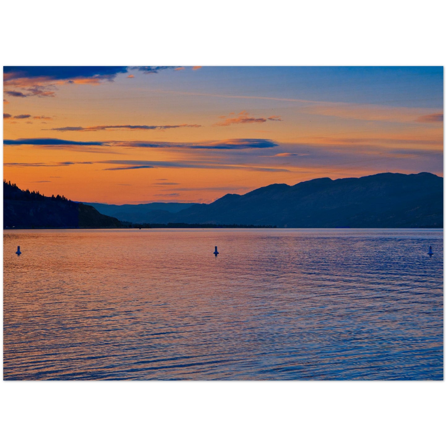 Wood Print - Penticton Okanagan Lake Sunset