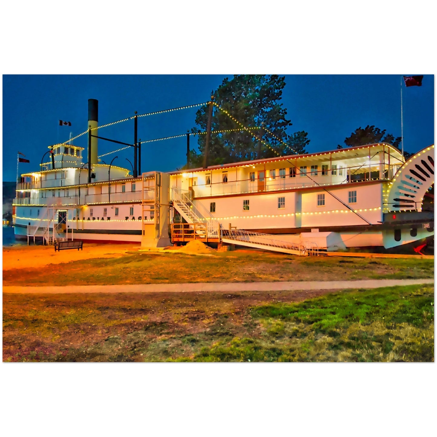 Premium Semi-Glossy Poster Print - SS Sicamous at Night HDR