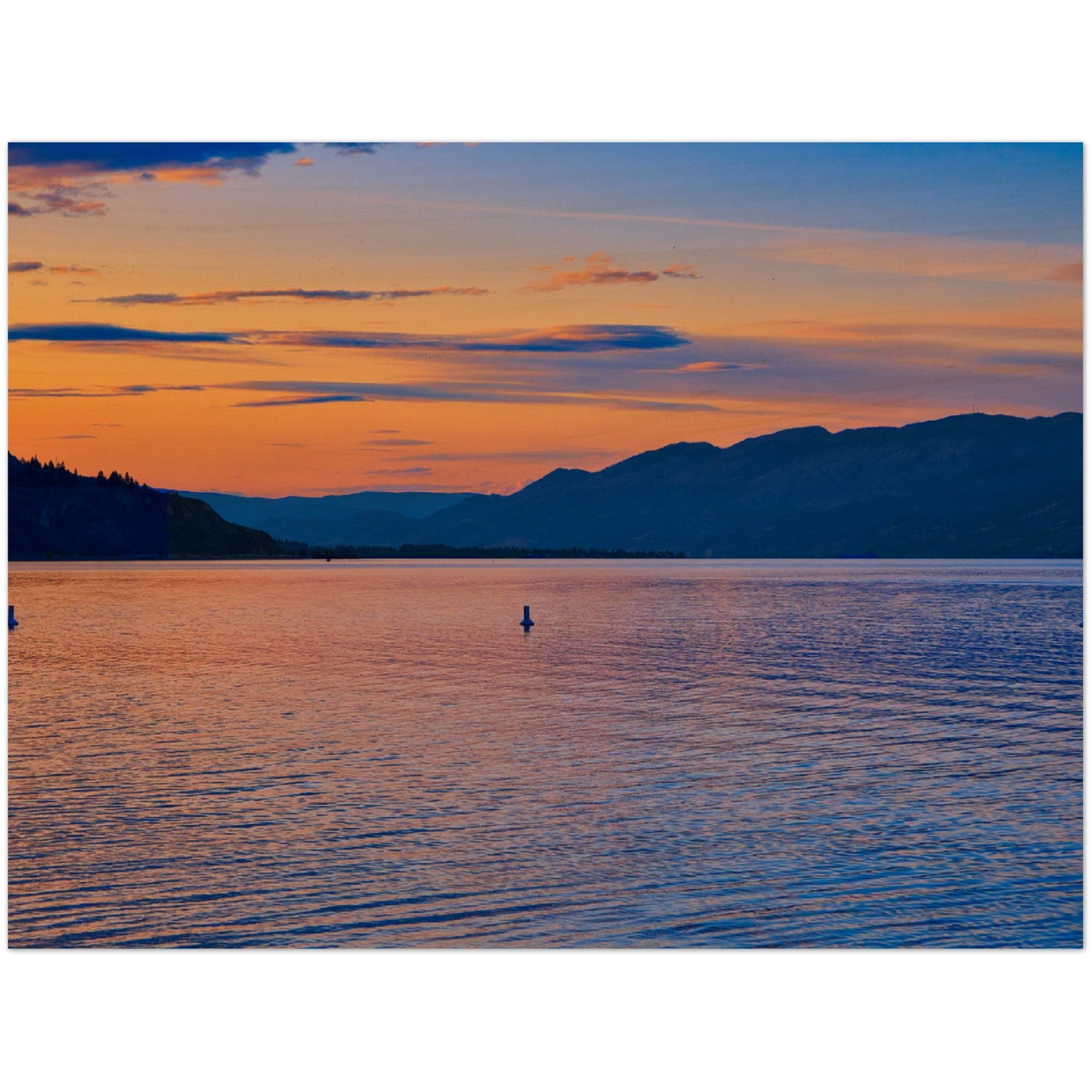 Wood Print - Penticton Okanagan Lake Sunset