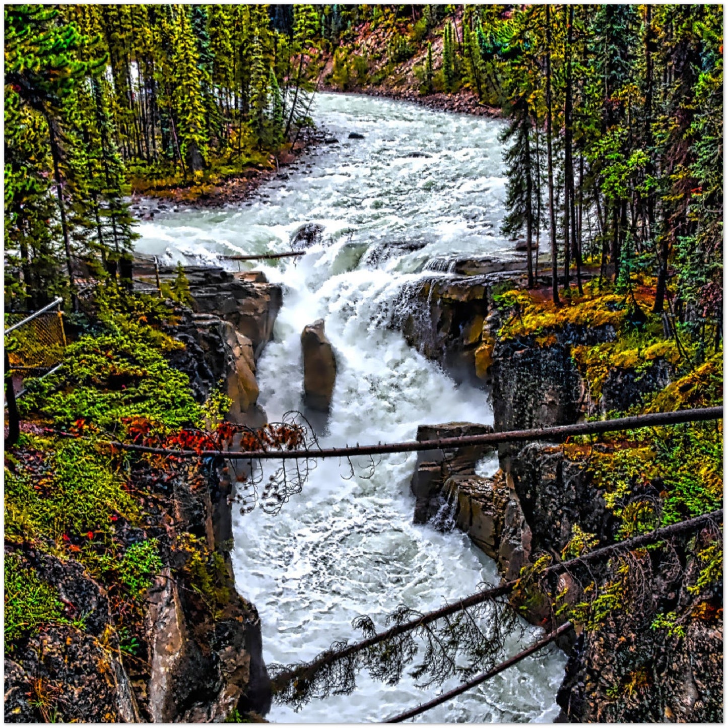 Premium Semi-Glossy Poster Print - Sunwapta Falls HDR