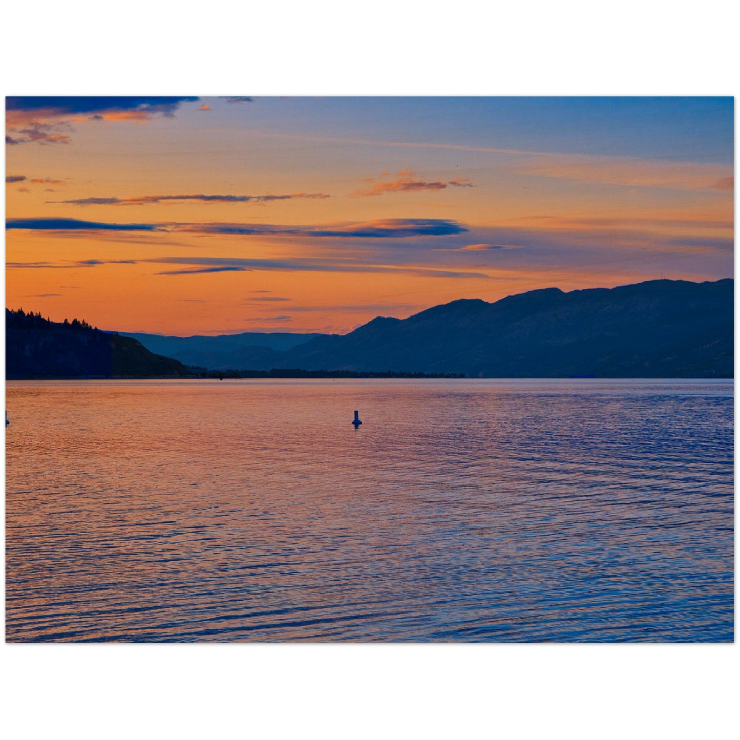 Wood Print - Penticton Okanagan Lake Sunset