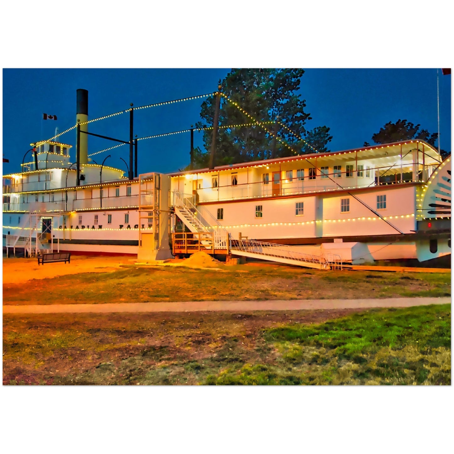 Premium Semi-Glossy Poster Print - SS Sicamous at Night HDR