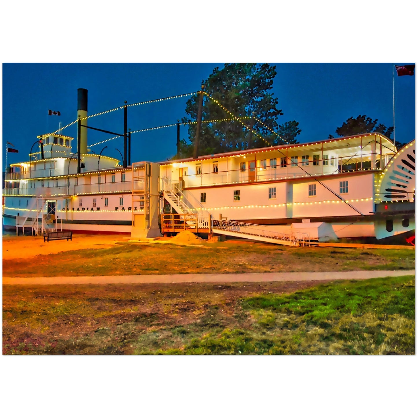 Premium Semi-Glossy Poster Print - SS Sicamous at Night HDR