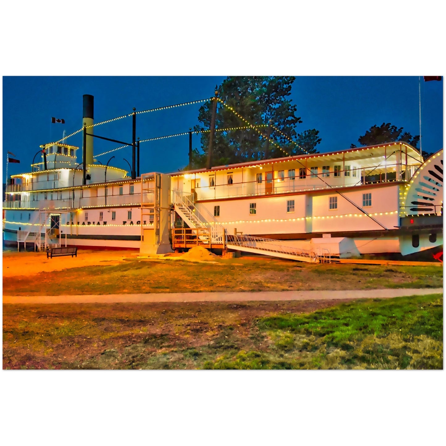 Premium Semi-Glossy Poster Print - SS Sicamous at Night HDR