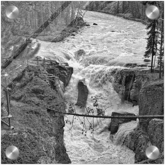 Acrylic Print - Sunwapta Falls Black and White