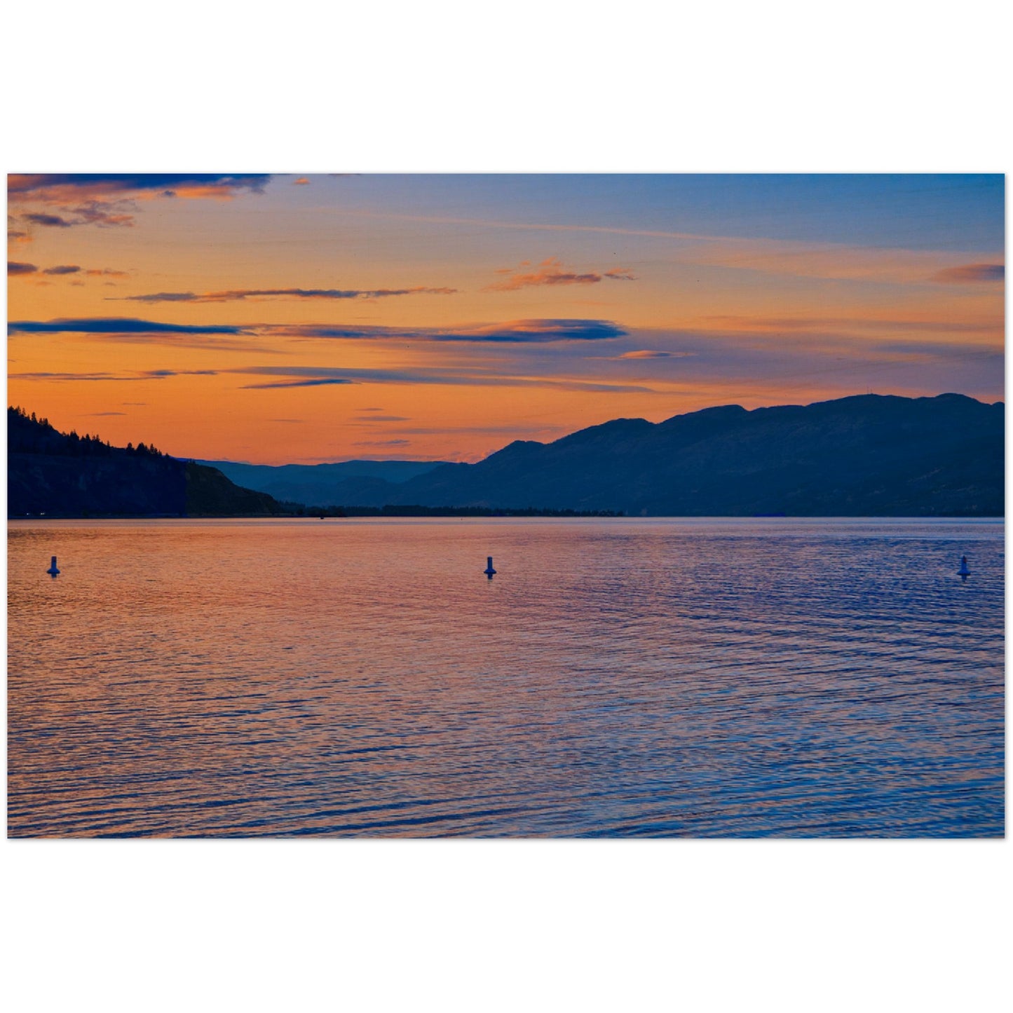 Wood Print - Penticton Okanagan Lake Sunset