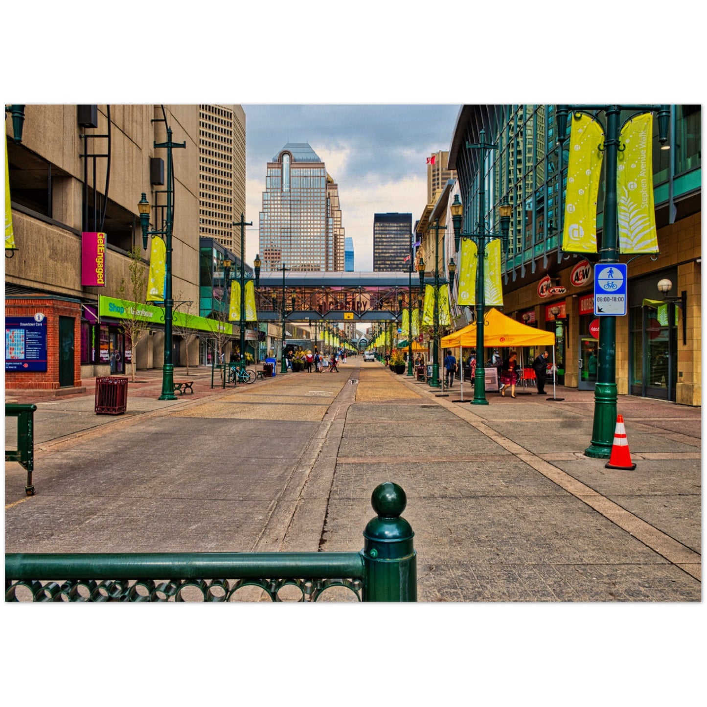 Wood Print - Downtown Calgary Stephen Avenue