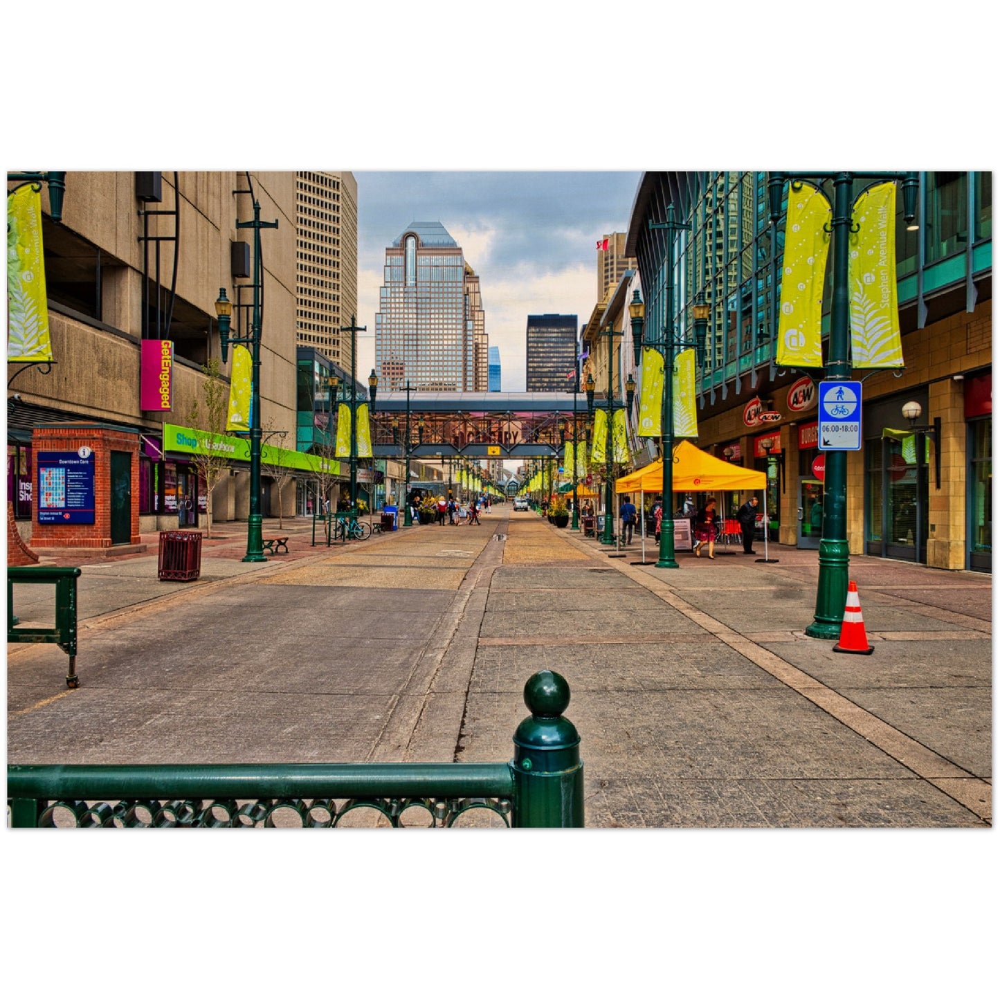 Wood Print - Downtown Calgary Stephen Avenue
