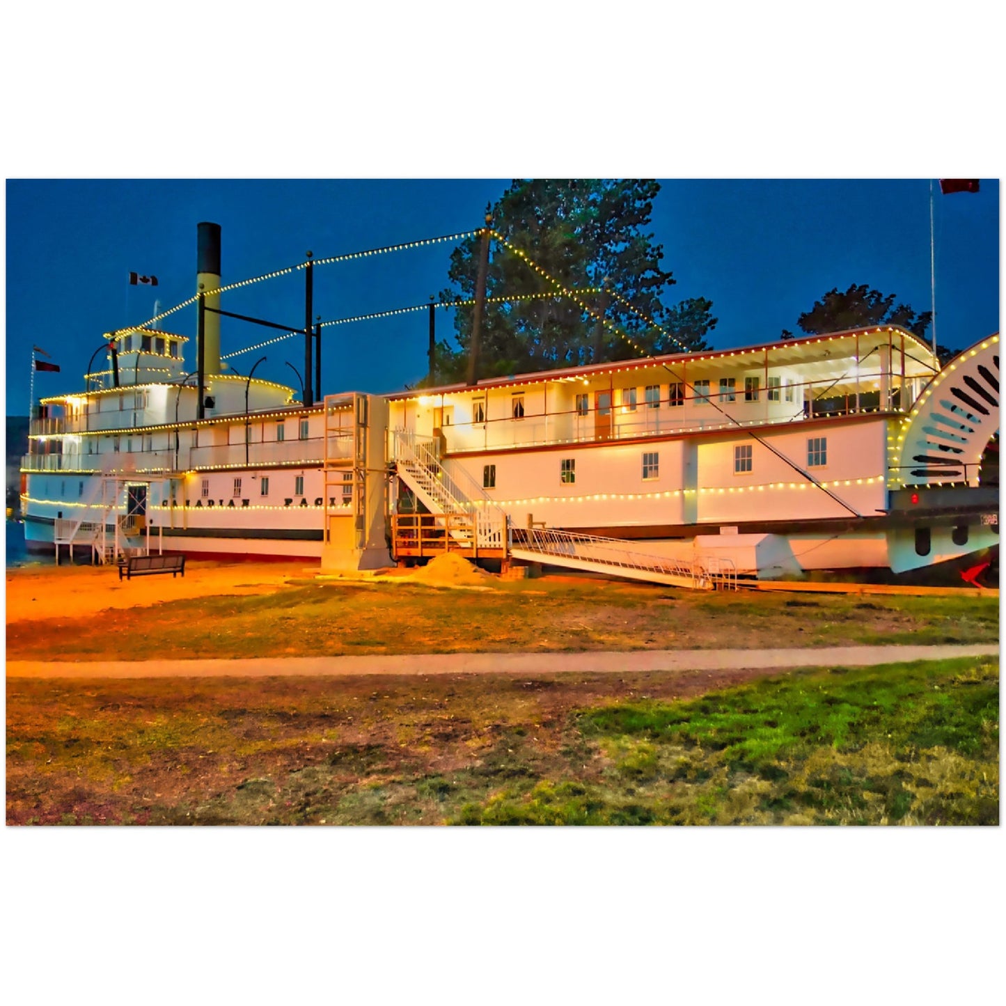 Premium Semi-Glossy Poster Print - SS Sicamous at Night HDR