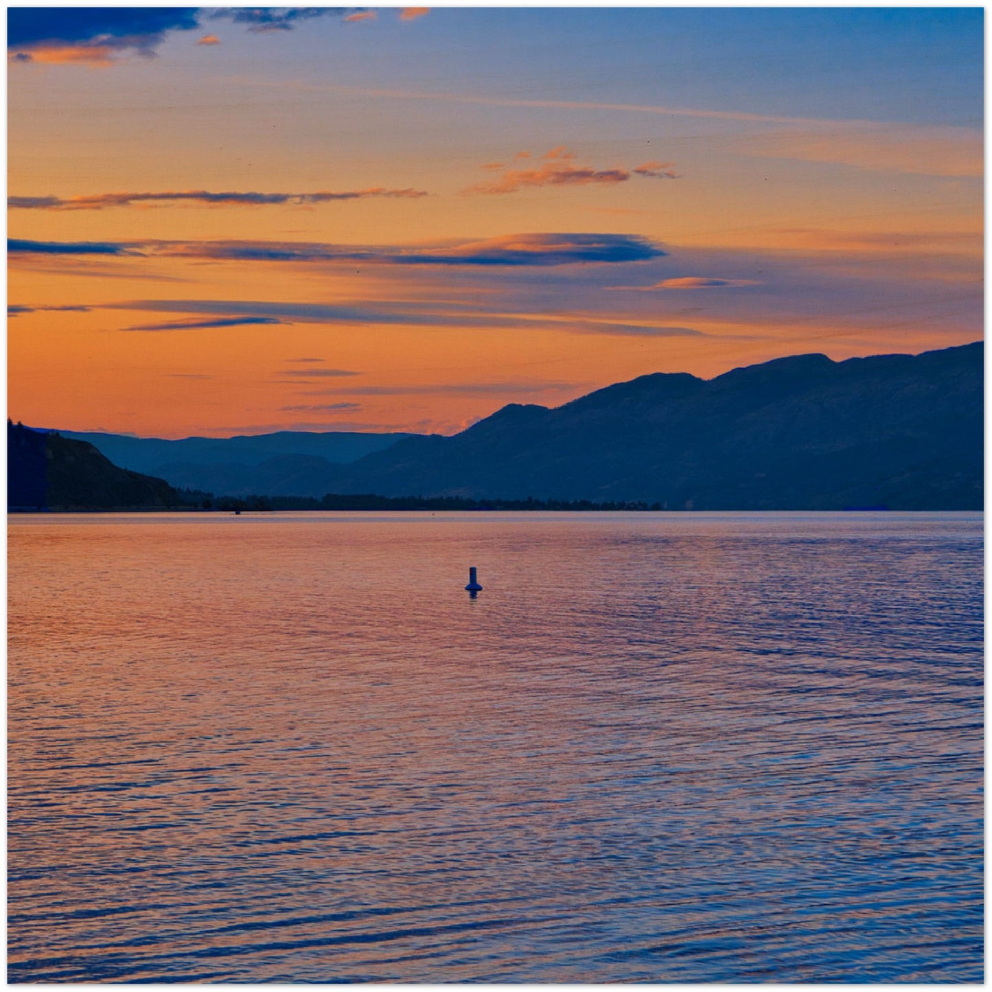 Wood Print - Penticton Okanagan Lake Sunset