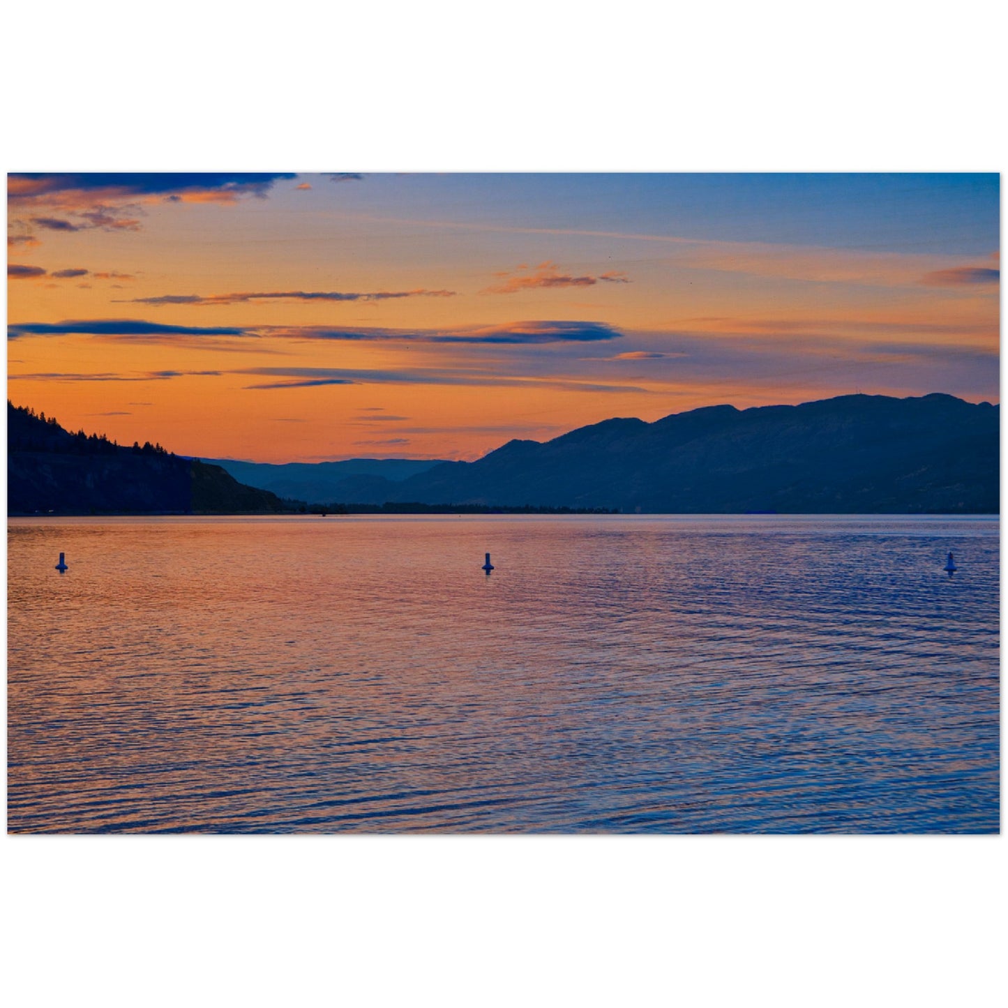 Wood Print - Penticton Okanagan Lake Sunset