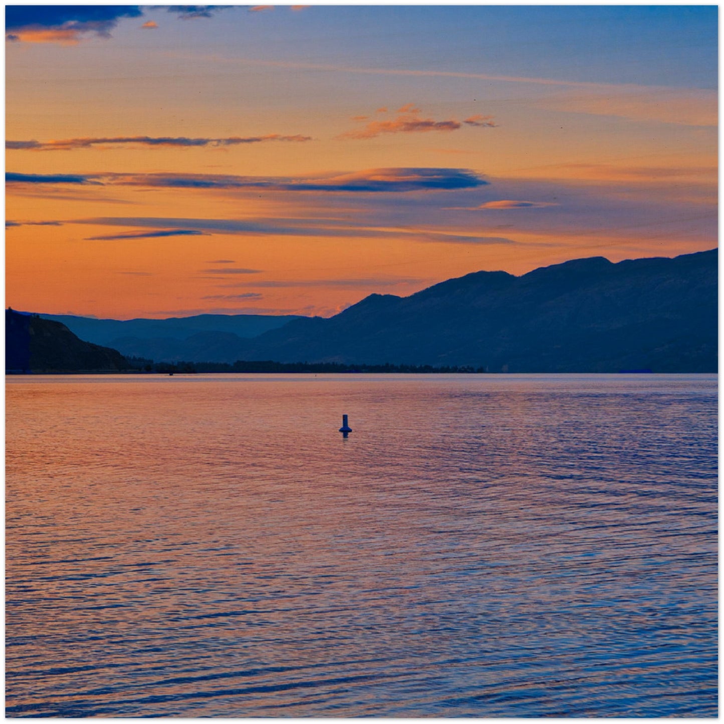 Wood Print - Penticton Okanagan Lake Sunset