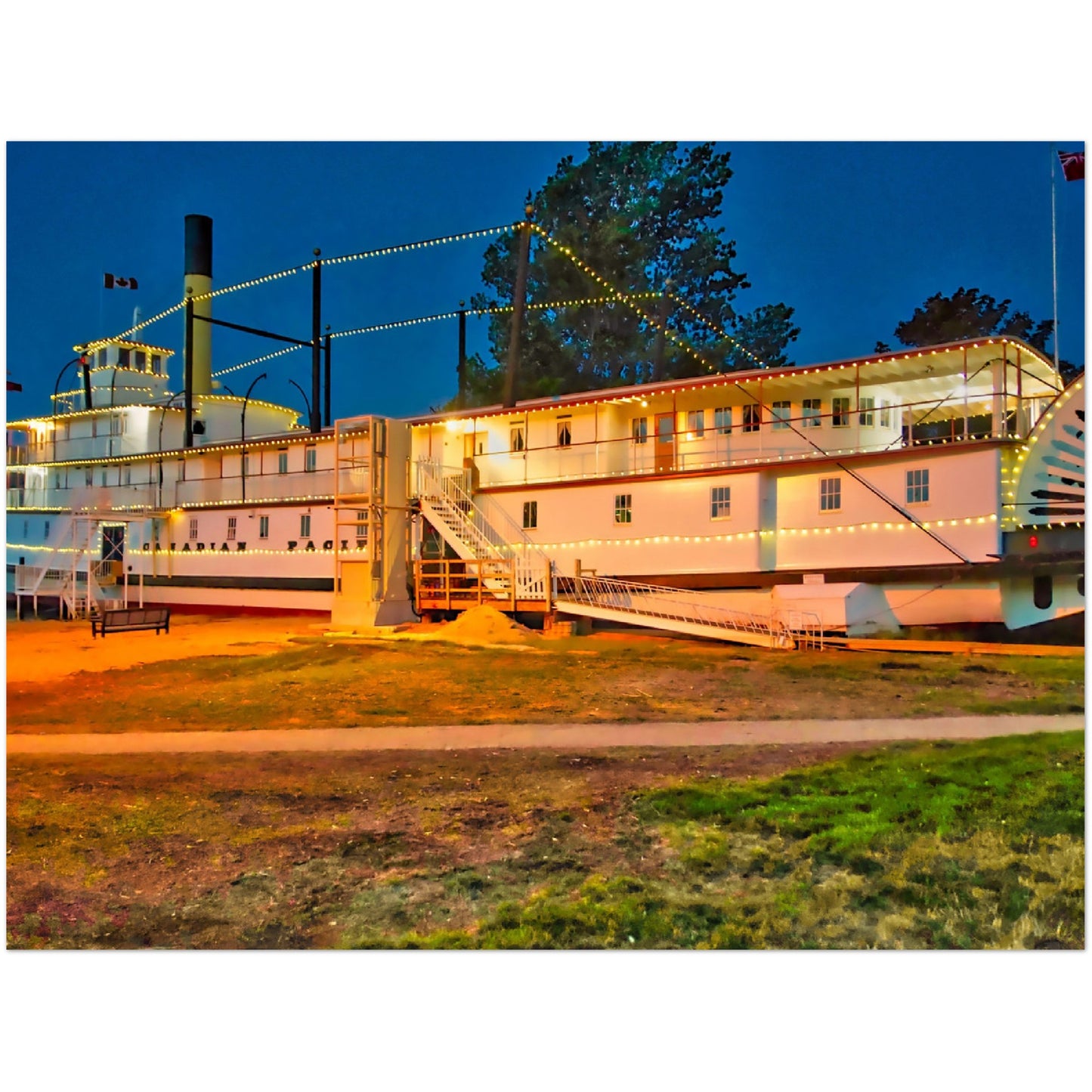 Premium Semi-Glossy Poster Print - SS Sicamous at Night HDR