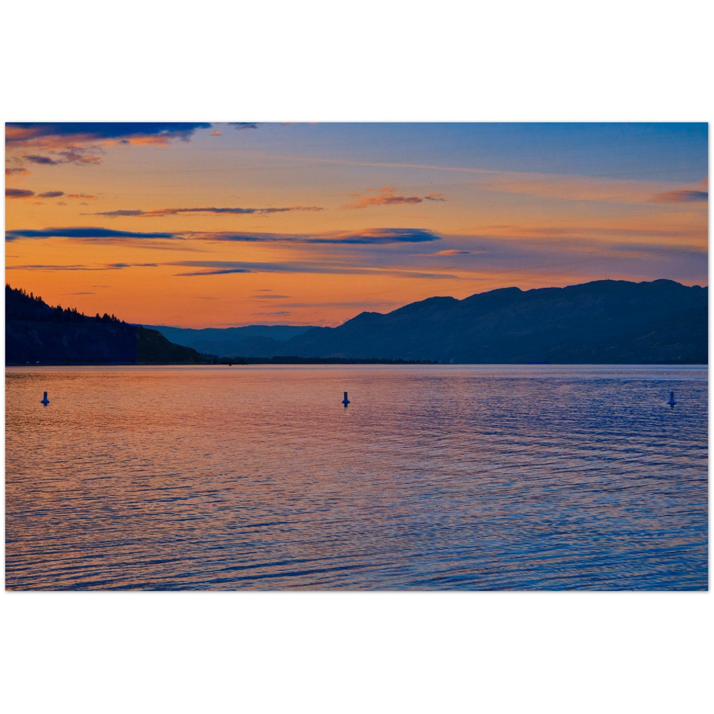 Wood Print - Penticton Okanagan Lake Sunset