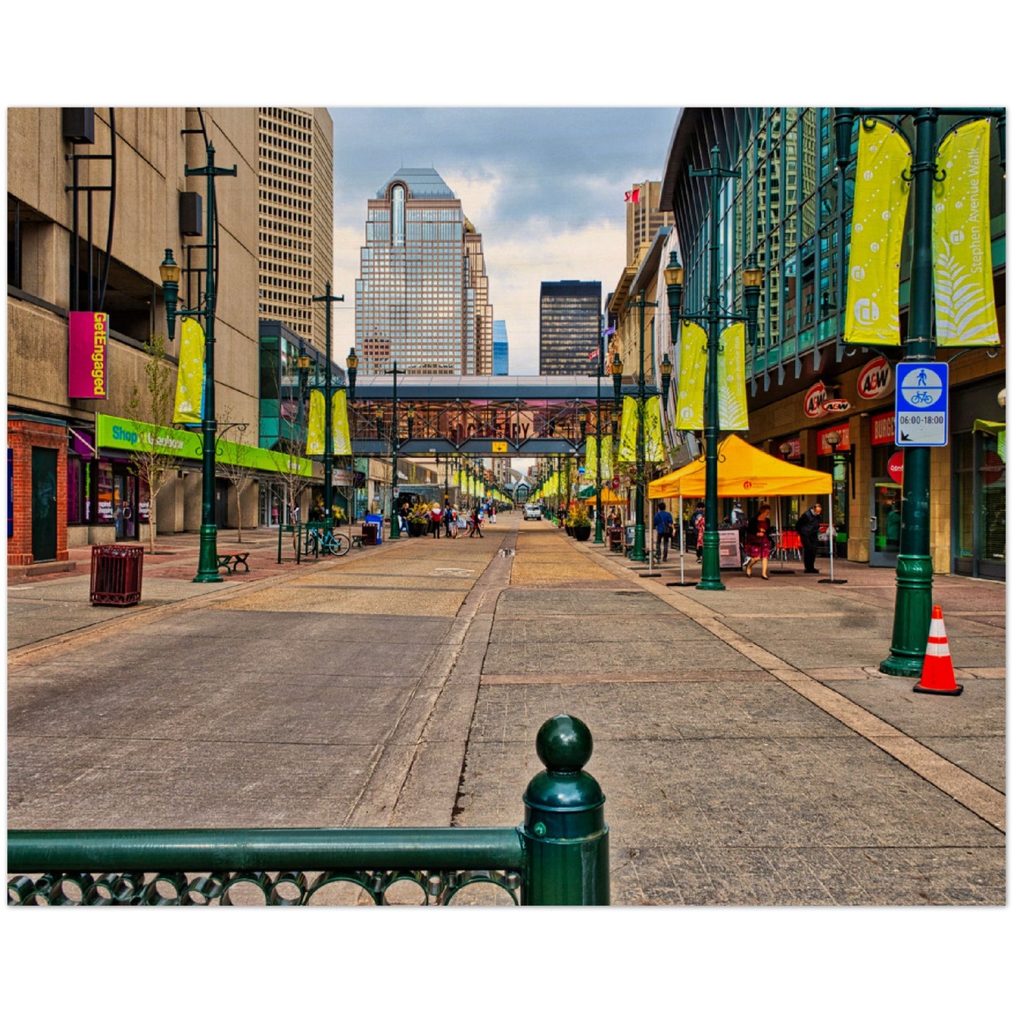 Wood Print - Downtown Calgary Stephen Avenue