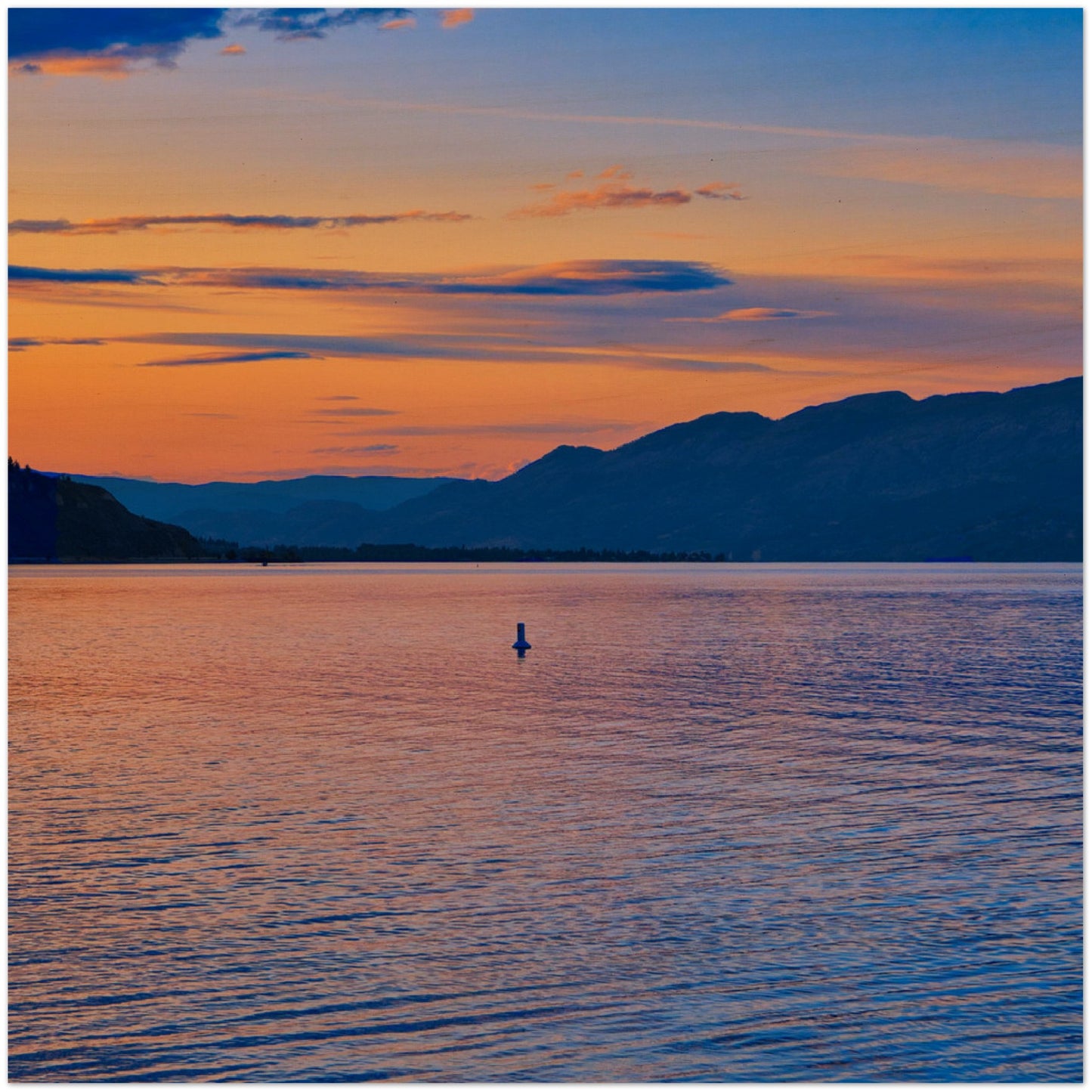 Wood Print - Penticton Okanagan Lake Sunset