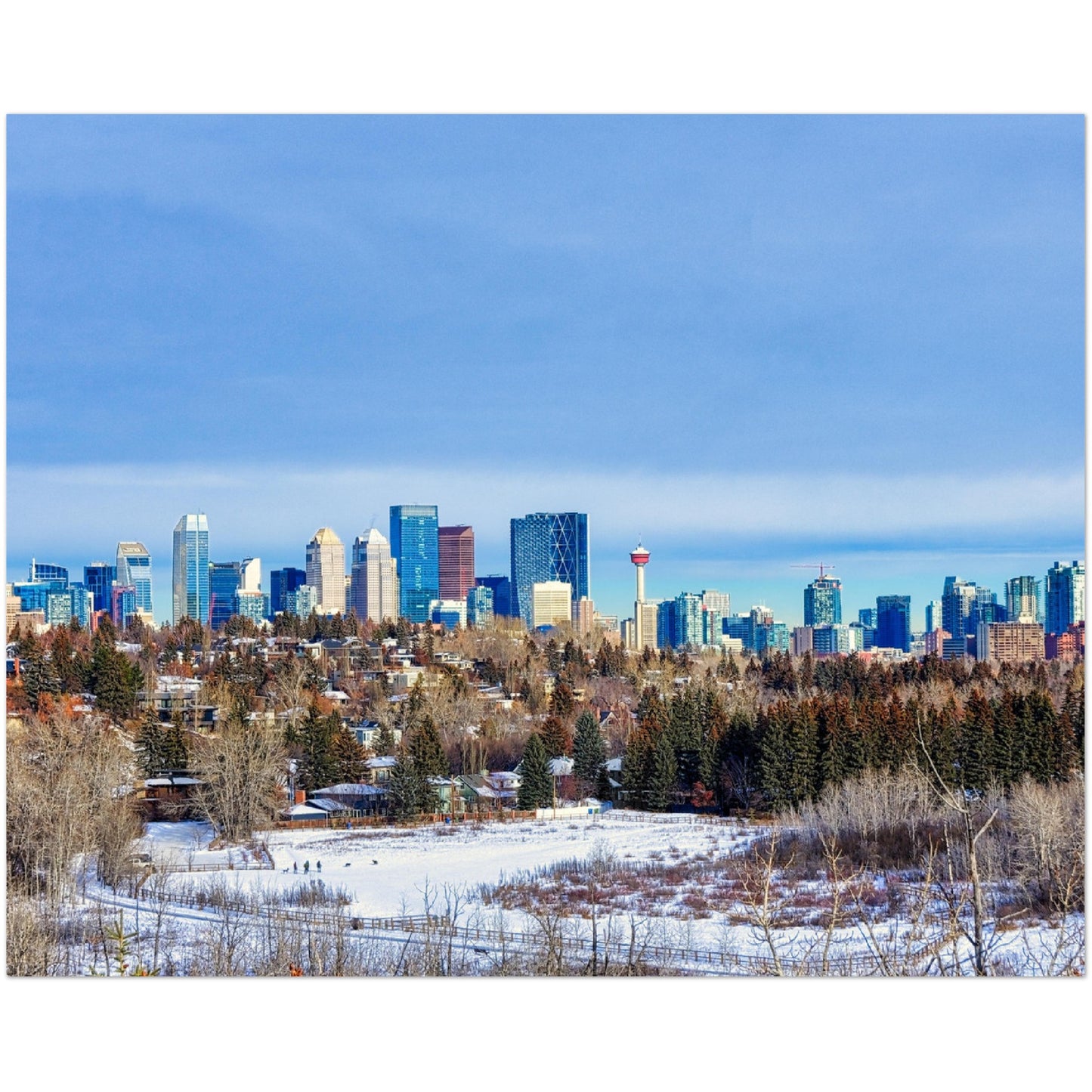 Premium Semi-Glossy Poster Print - Downtown Calgary HDR Winter River Park