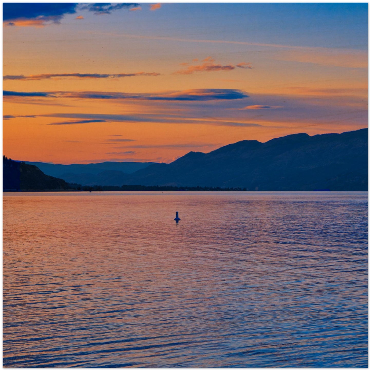 Wood Print - Penticton Okanagan Lake Sunset