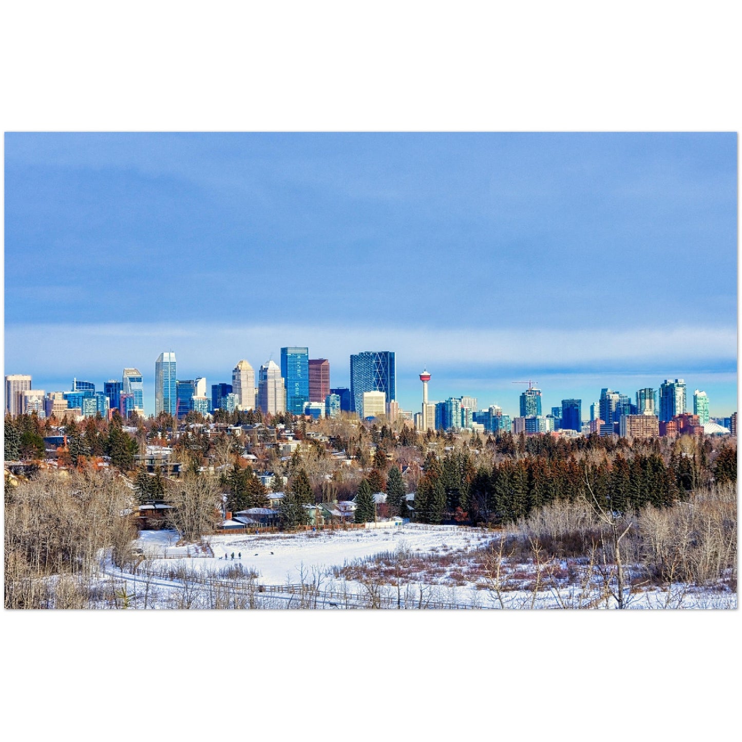 Premium Semi-Glossy Poster Print - Downtown Calgary HDR Winter River Park