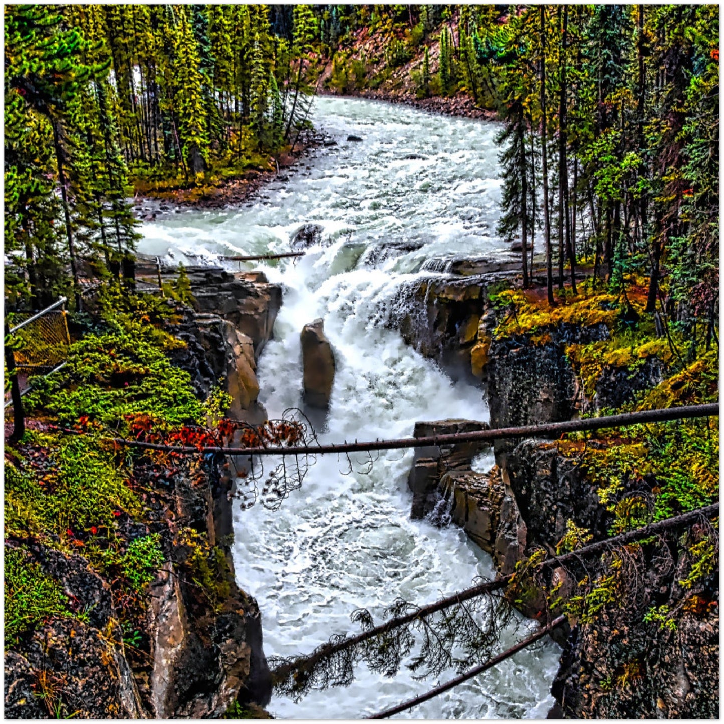 Premium Semi-Glossy Poster Print - Sunwapta Falls HDR