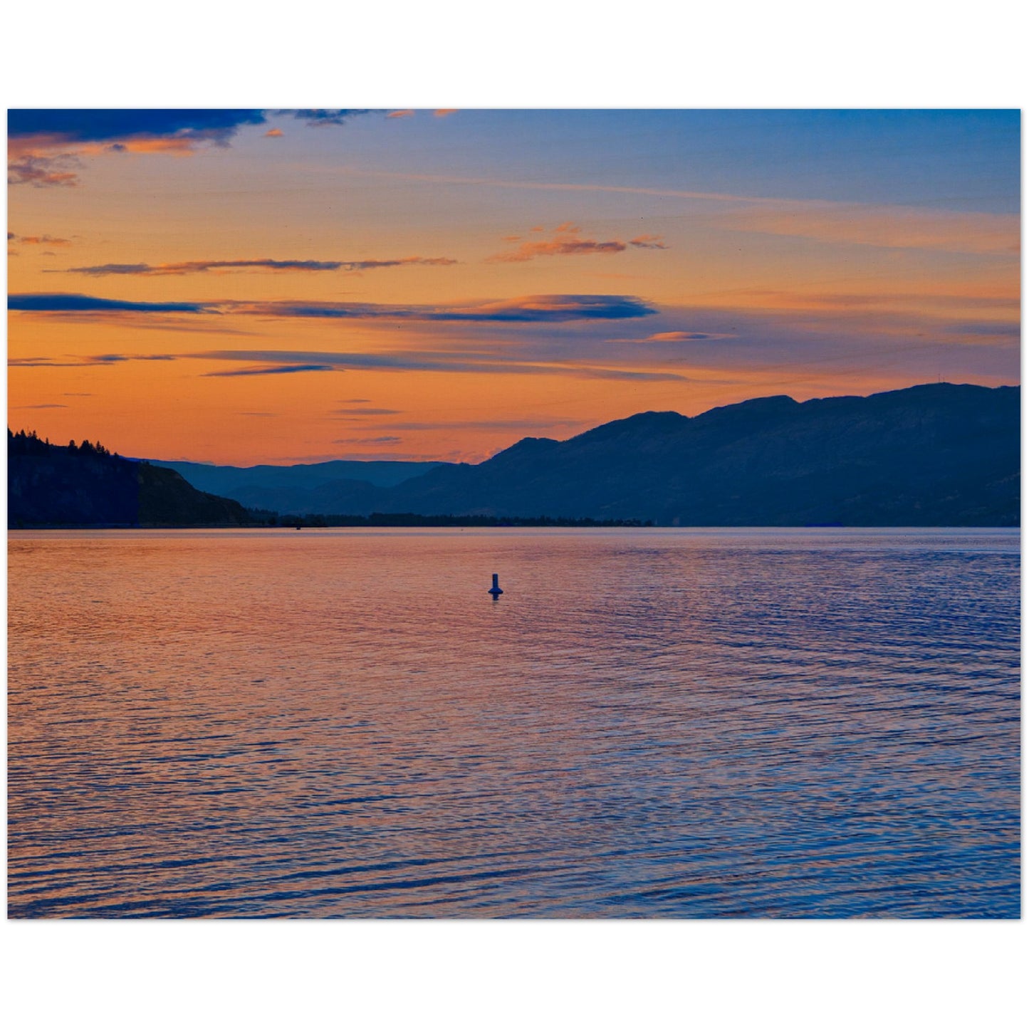 Wood Print - Penticton Okanagan Lake Sunset