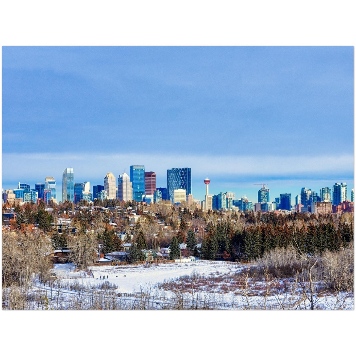Premium Semi-Glossy Poster Print - Downtown Calgary HDR Winter River Park