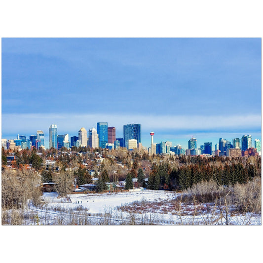 Premium Semi-Glossy Poster Print - Downtown Calgary HDR Winter River Park