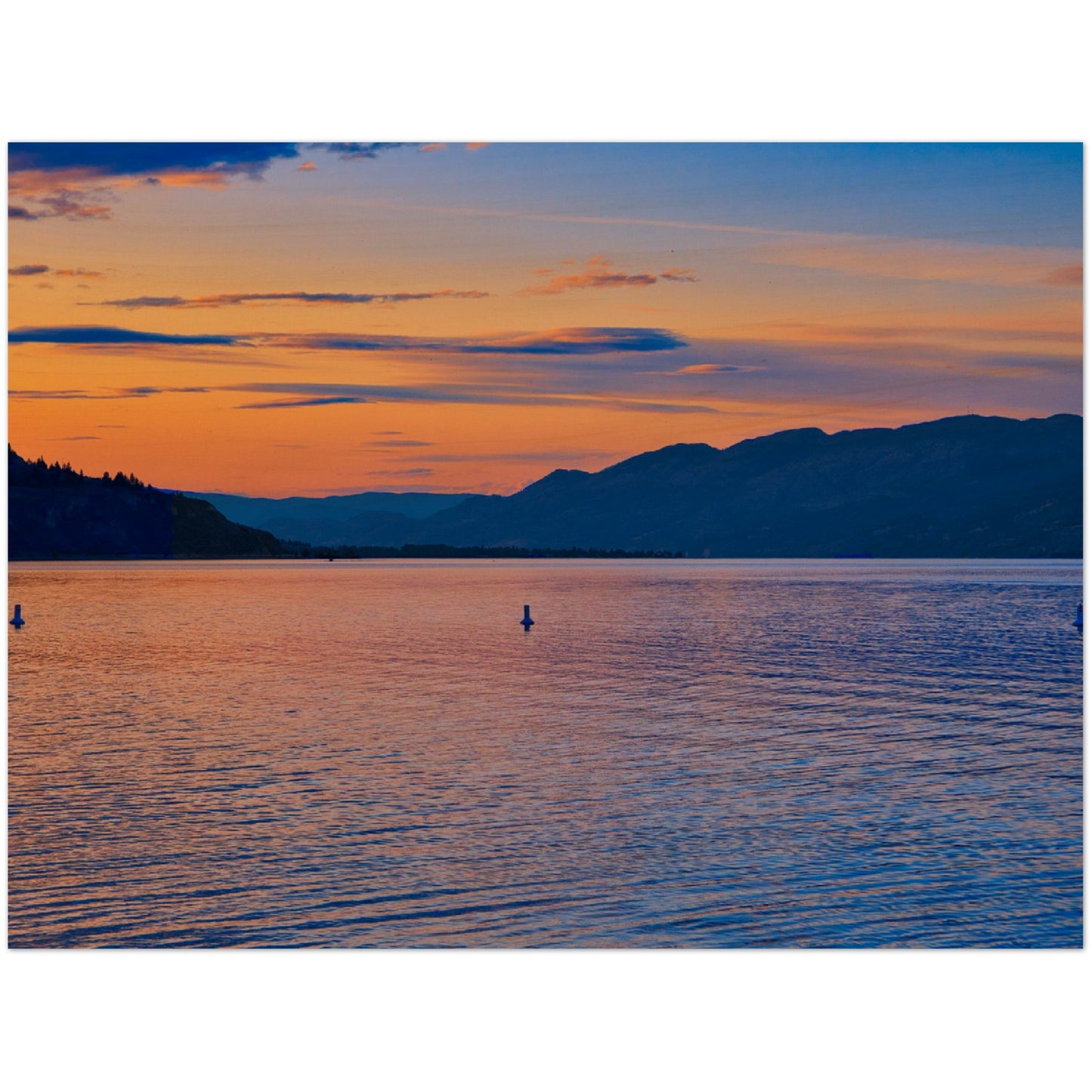 Wood Print - Penticton Okanagan Lake Sunset