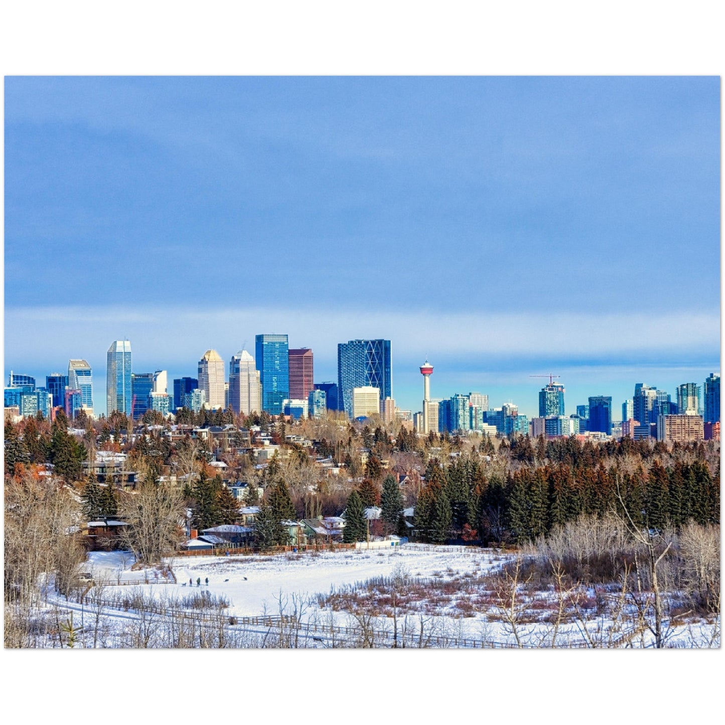 Premium Semi-Glossy Poster Print - Downtown Calgary HDR Winter River Park