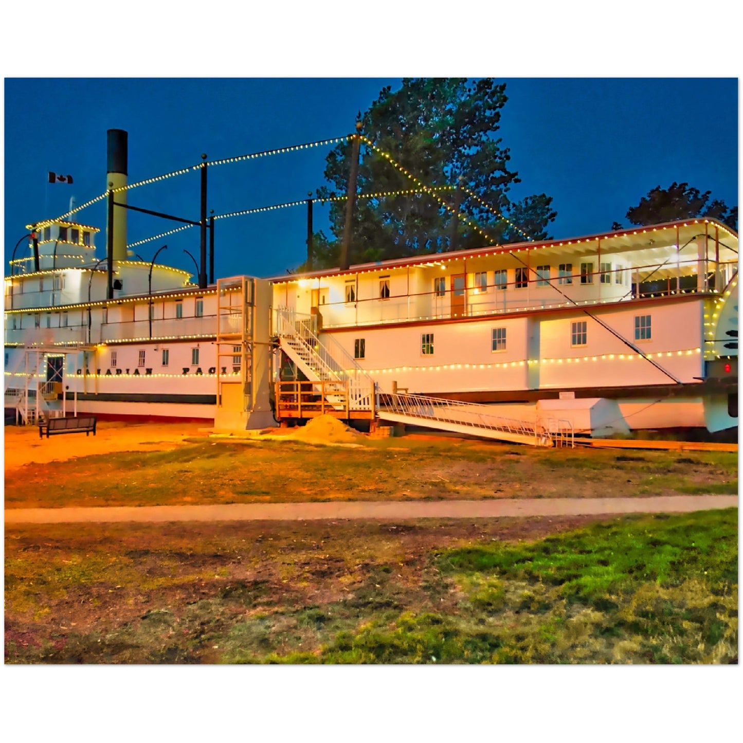 Premium Semi-Glossy Poster Print - SS Sicamous at Night HDR