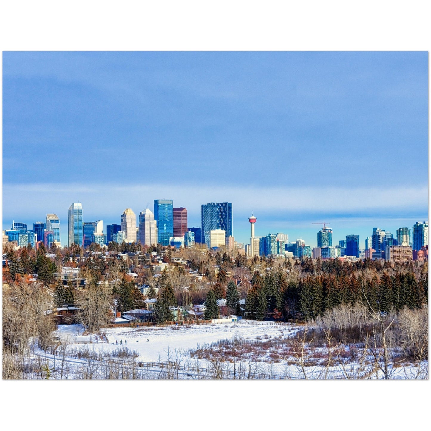 Premium Semi-Glossy Poster Print - Downtown Calgary HDR Winter River Park
