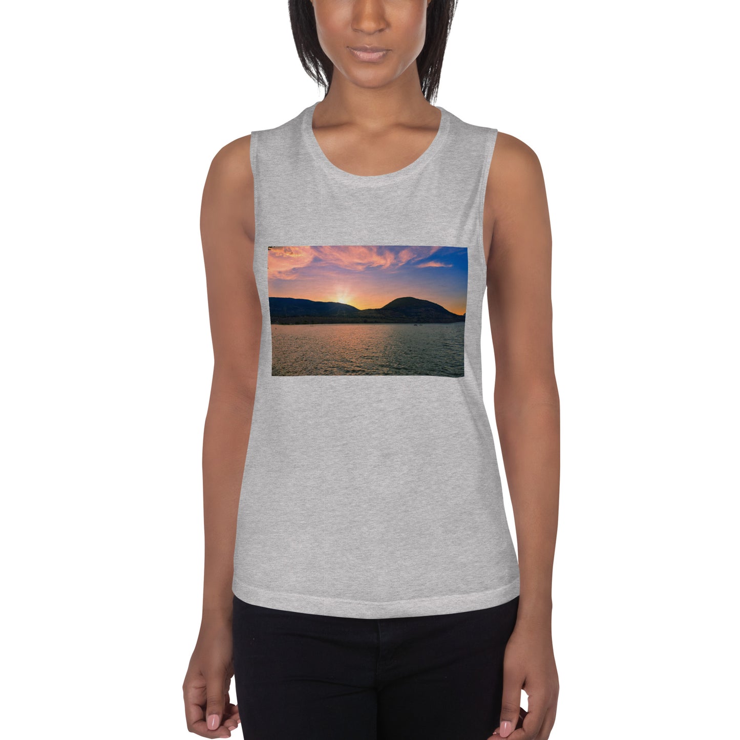 Ladies’ Muscle Tank - Penticton Okanagan Lake Sunset