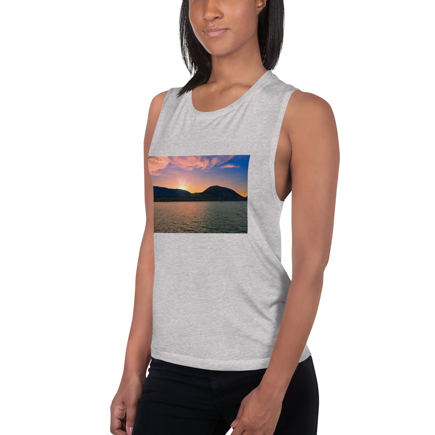 Ladies’ Muscle Tank - Penticton Okanagan Lake Sunset