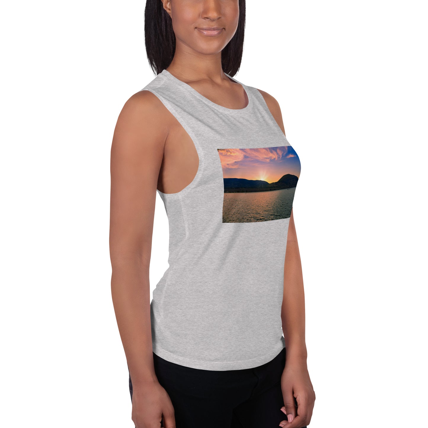 Ladies’ Muscle Tank - Penticton Okanagan Lake Sunset