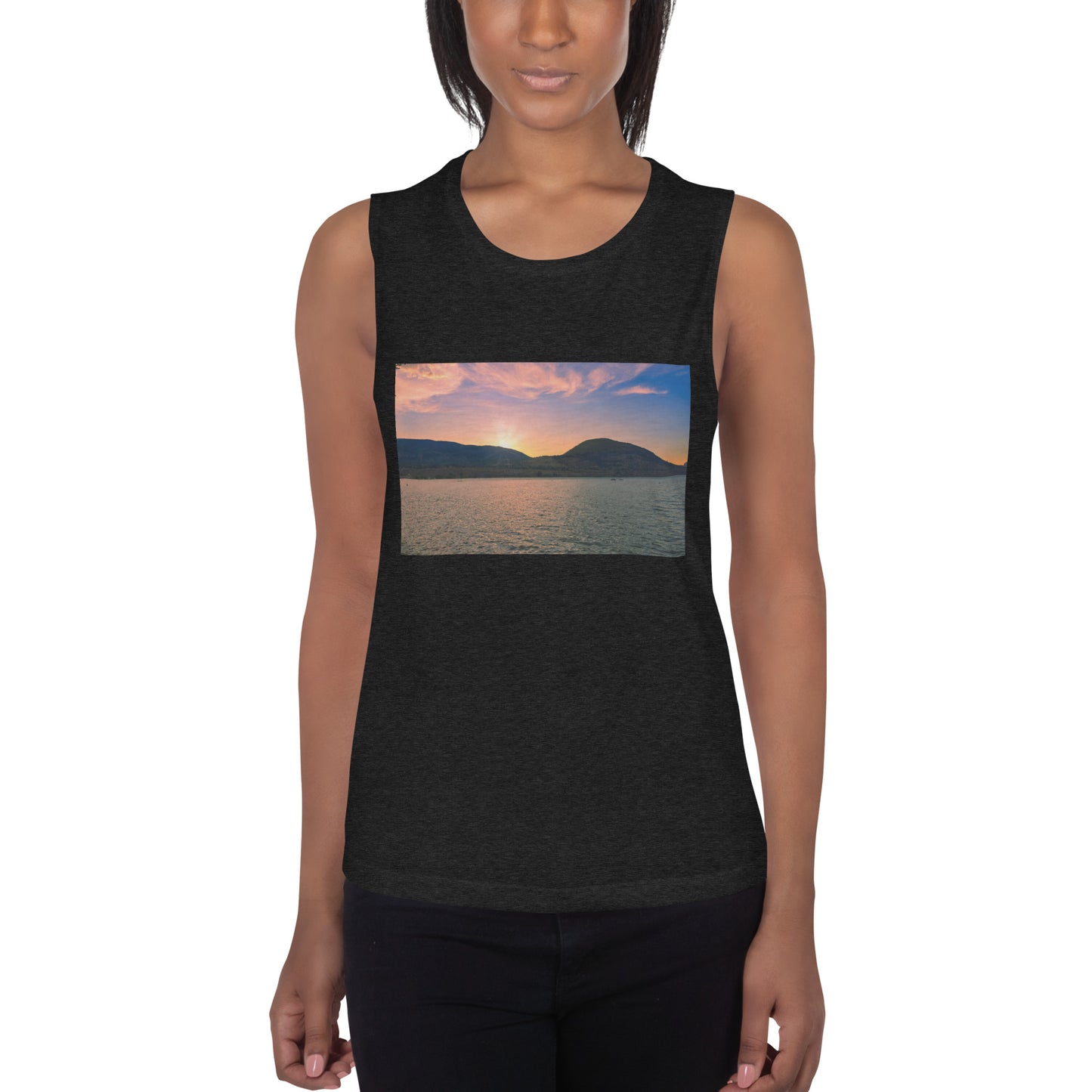 Ladies’ Muscle Tank - Penticton Okanagan Lake Sunset