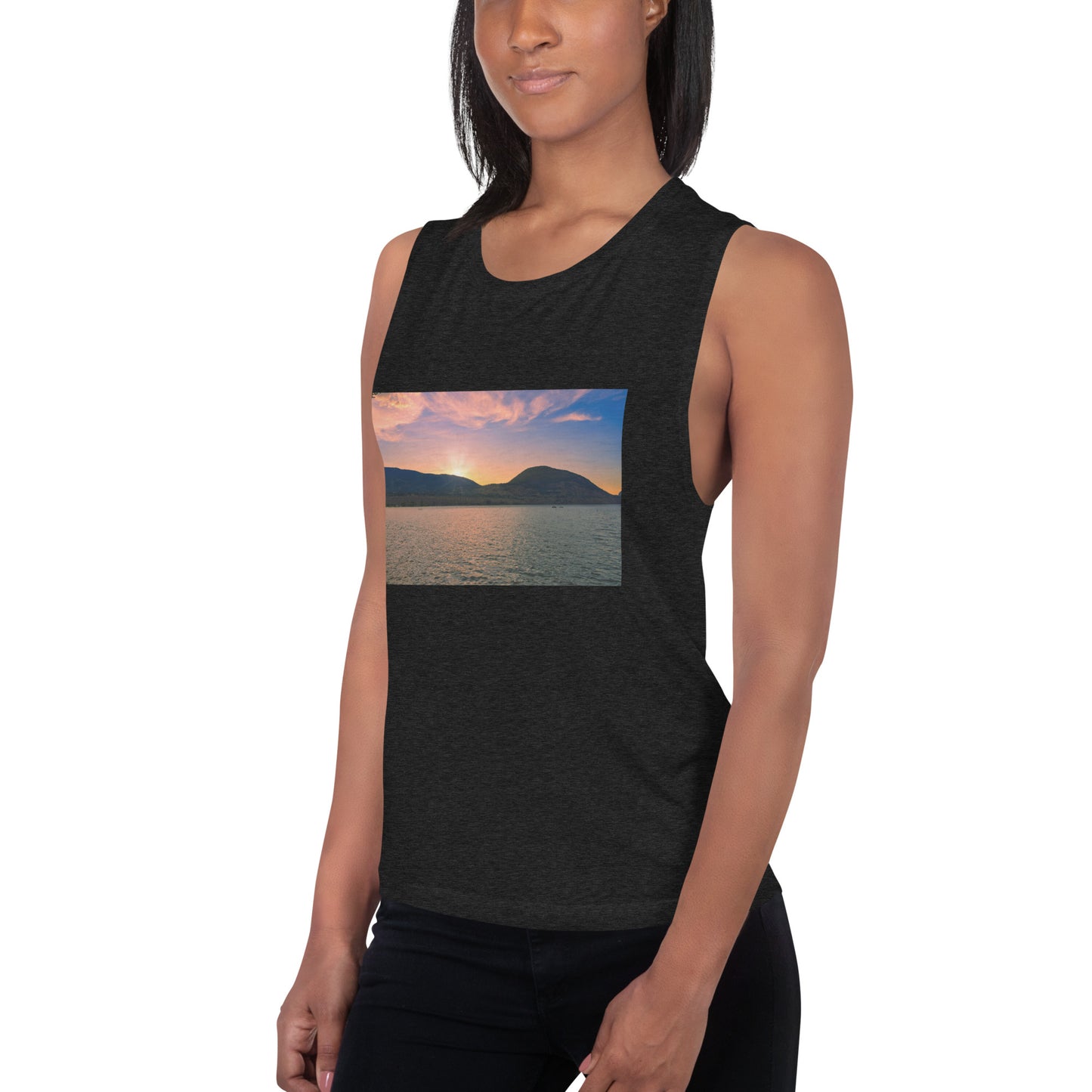 Ladies’ Muscle Tank - Penticton Okanagan Lake Sunset
