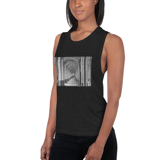 Ladies’ Muscle Tank - Downtown Calgary Hudson's Bay Sidewalk Black and White