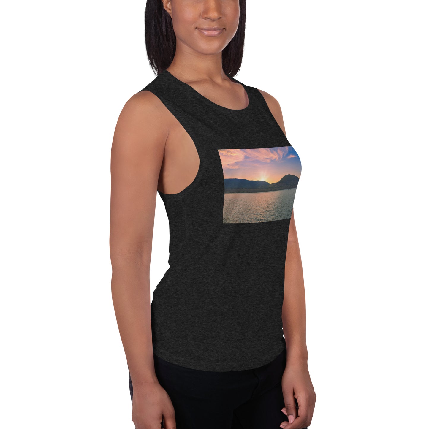 Ladies’ Muscle Tank - Penticton Okanagan Lake Sunset