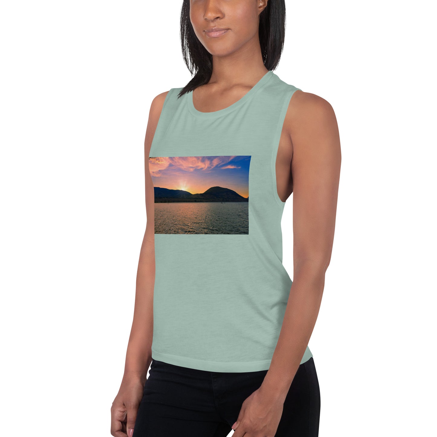 Ladies’ Muscle Tank - Penticton Okanagan Lake Sunset