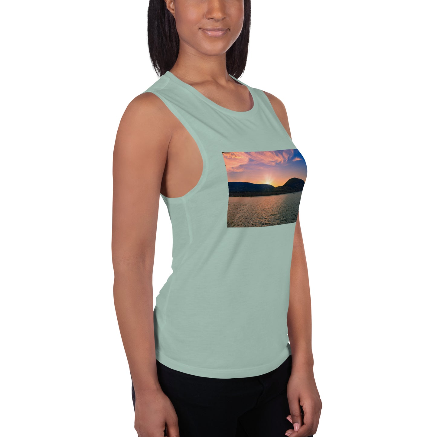 Ladies’ Muscle Tank - Penticton Okanagan Lake Sunset