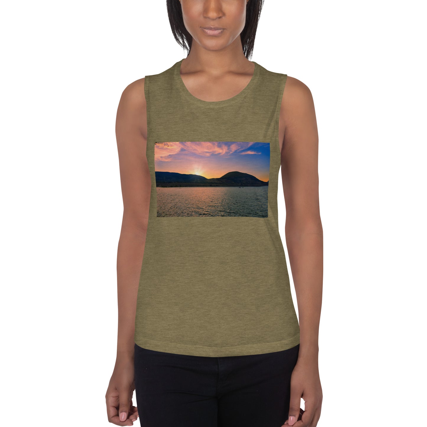 Ladies’ Muscle Tank - Penticton Okanagan Lake Sunset