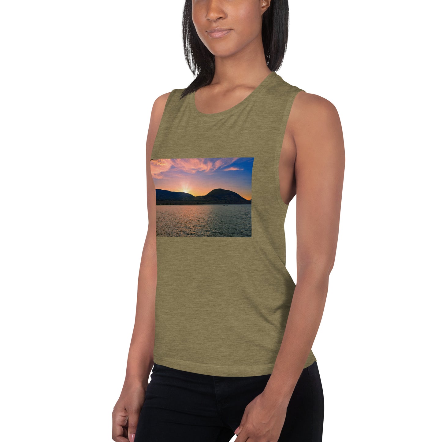 Ladies’ Muscle Tank - Penticton Okanagan Lake Sunset